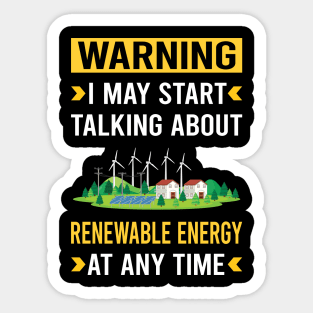 Warning Renewable Energy Sticker